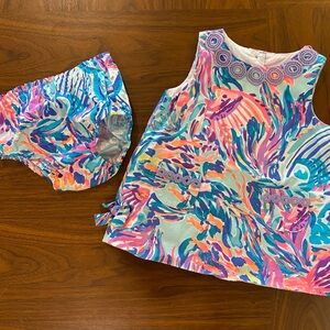 Lilly Pulitzer 6-12 Month Dress With Bloomers Vibrant Colors